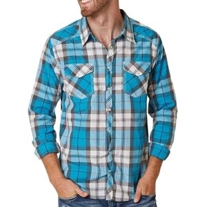 Reclaim Standard Fit Men's Blue Pearl Button Down Shirt Size M